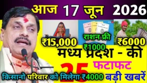 MP NEWS : मध्य प्रदेश में मानसून दस्तक देने को तैयार 17-18 जून को एंट्री, CM मोहन यादव का बड़ा ऐलान – 17 जून 2026 की टॉप 5 खबरें