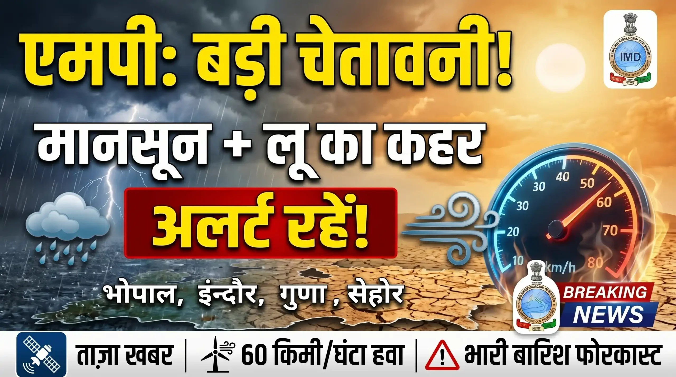 MP मौसम अलर्ट : 35 जिलों में बारिश-आंधी का सिस्टम सक्रिय, 9-10 जून को लू का प्रकोप – मानसून 20 जून के आसपास दस्तक देगा
